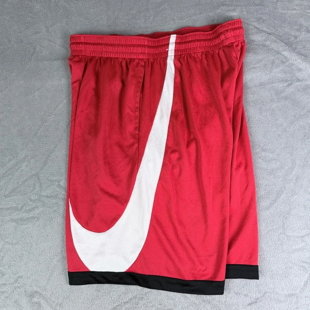 Nike Dri-FIT Basketball Shorts Red White Big Swoosh Men's XXL DH6763-657